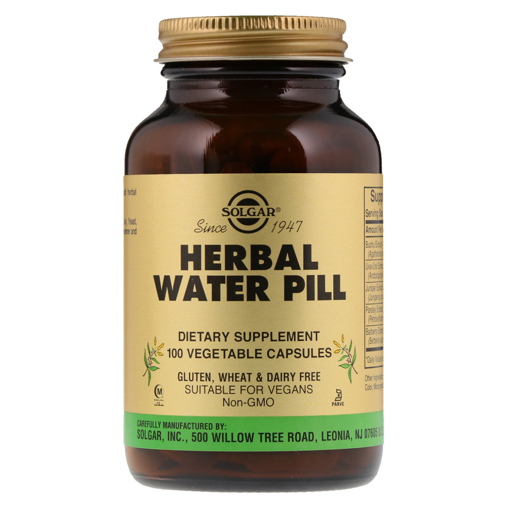 Solgar, Pilule d'eau aux herbes, 100 capsules végétales