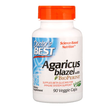 Doctor's Best, Agaricus Blazei con Bioperine, 90 cápsulas vegetales