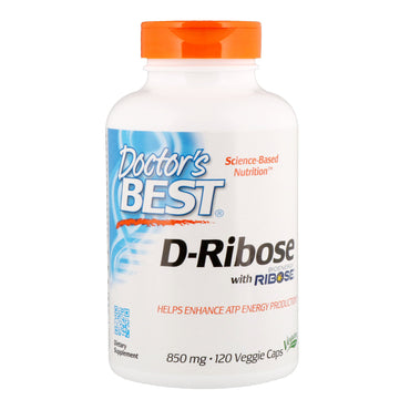 Doctor's Best, D-ribosa, 850 mg, 120 cápsulas vegetales