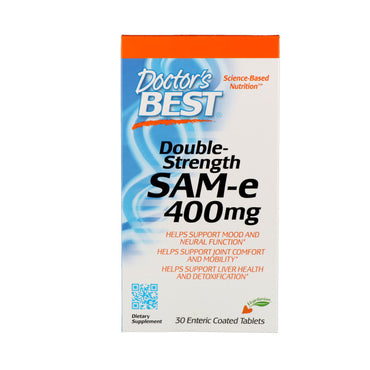 Doctor's Best, SAM-e, 400 mg, doble concentración, 30 comprimidos con cubierta entérica