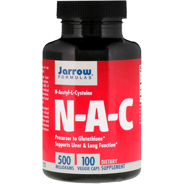 Jarrow Formulas, NAC, N-Acetil-L-cisteína, 500 mg, 100 cápsulas vegetales