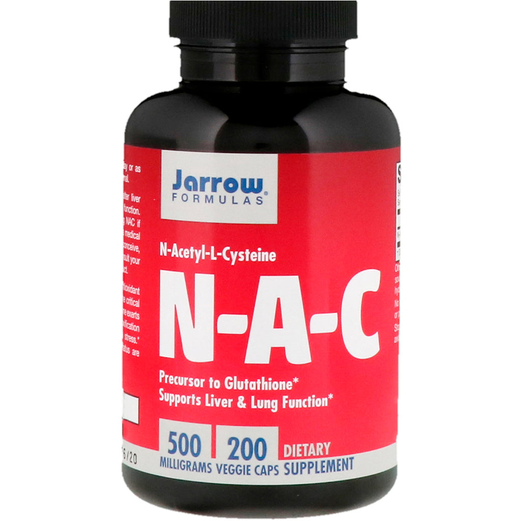 Jarrow Formulas, NAC, N-아세틸-L-시스테인, 500 mg, 200 식물성 캡슐