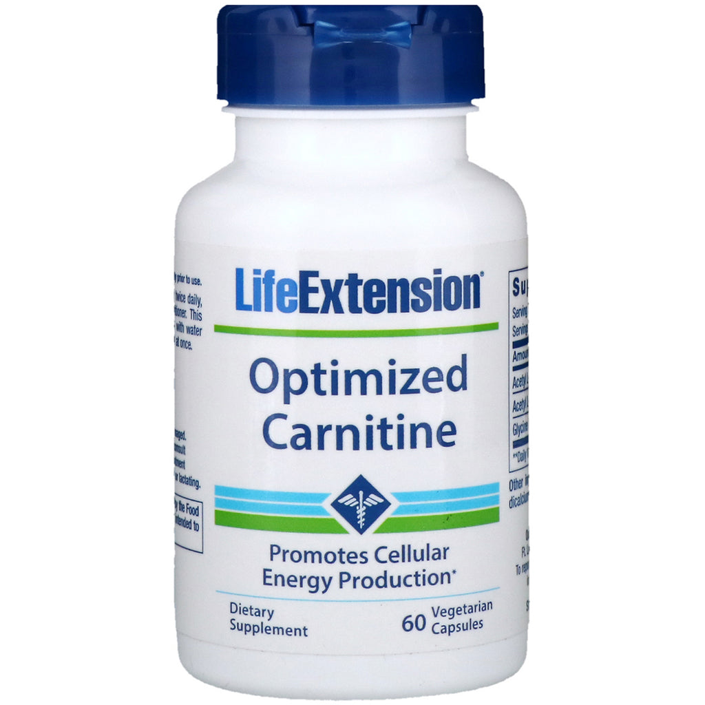 Extensión de vida, carnitina optimizada, 60 cápsulas vegetales