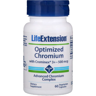 Life Extension, Crominex 3+ 함유 최적화 크롬, 500mcg, 식물성 캡슐 60정