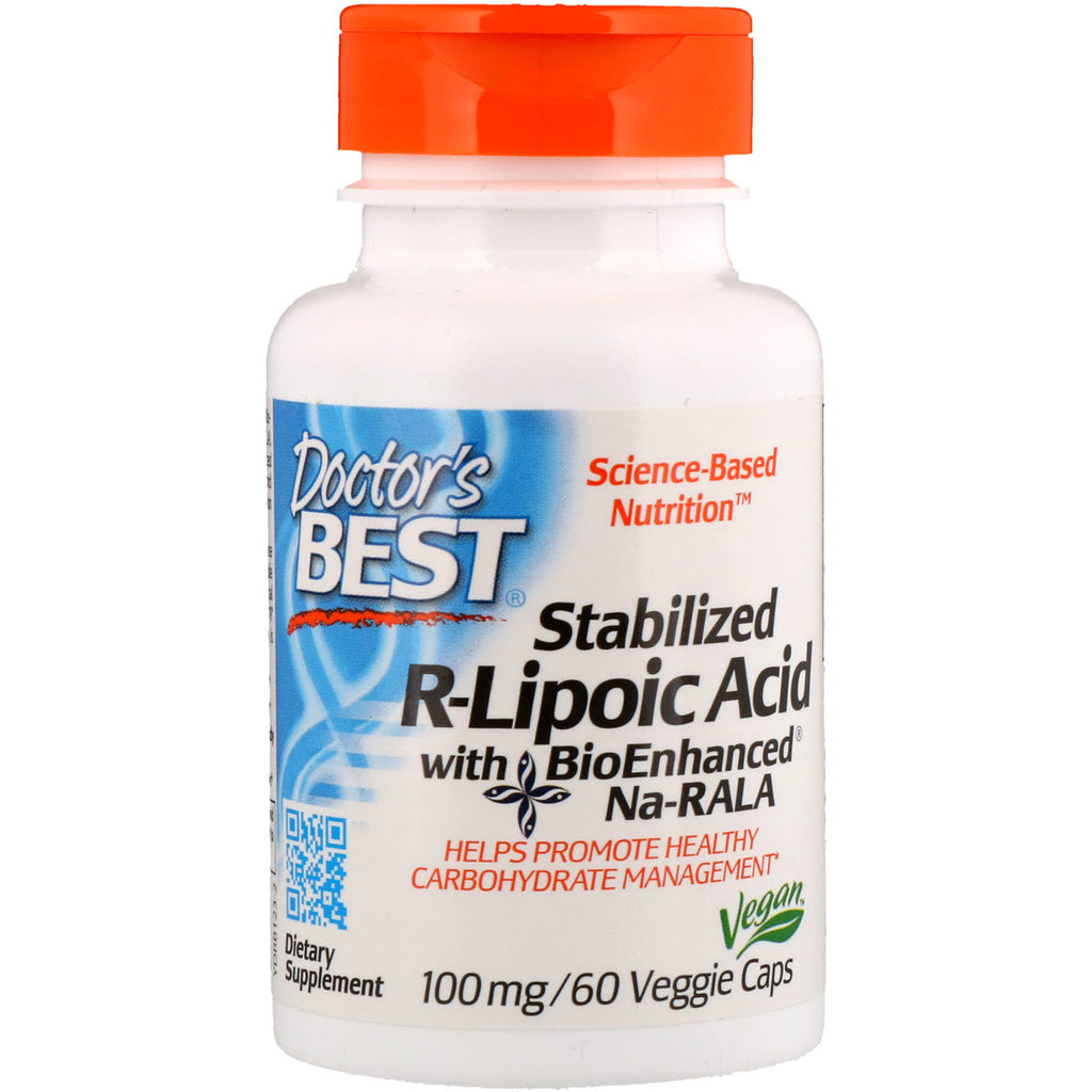 Doctor's Best, het beste gestabiliseerde R-liponzuur, 100 mg, 60 vegetarische capsules