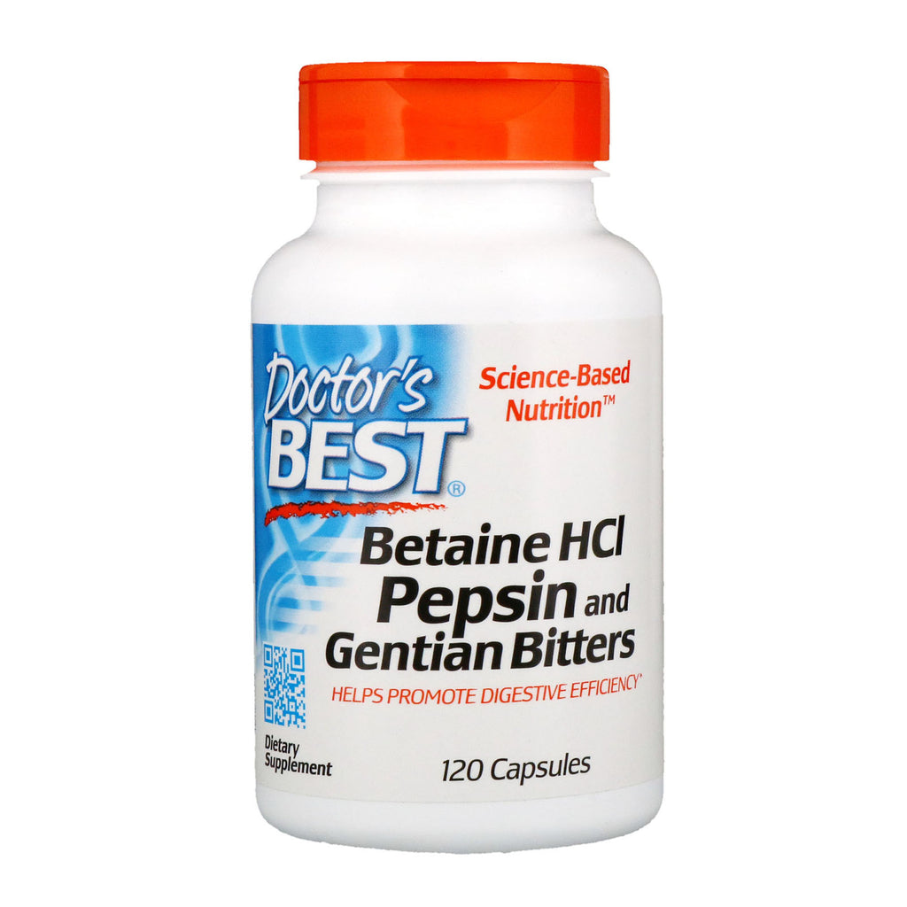 Doctor's Best, Betaine HCL Pepsin & Gentian Bitters, 120 kapslar