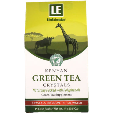 Extension de vie, cristaux de thé vert du Kenya, 14 sachets de bâtonnets