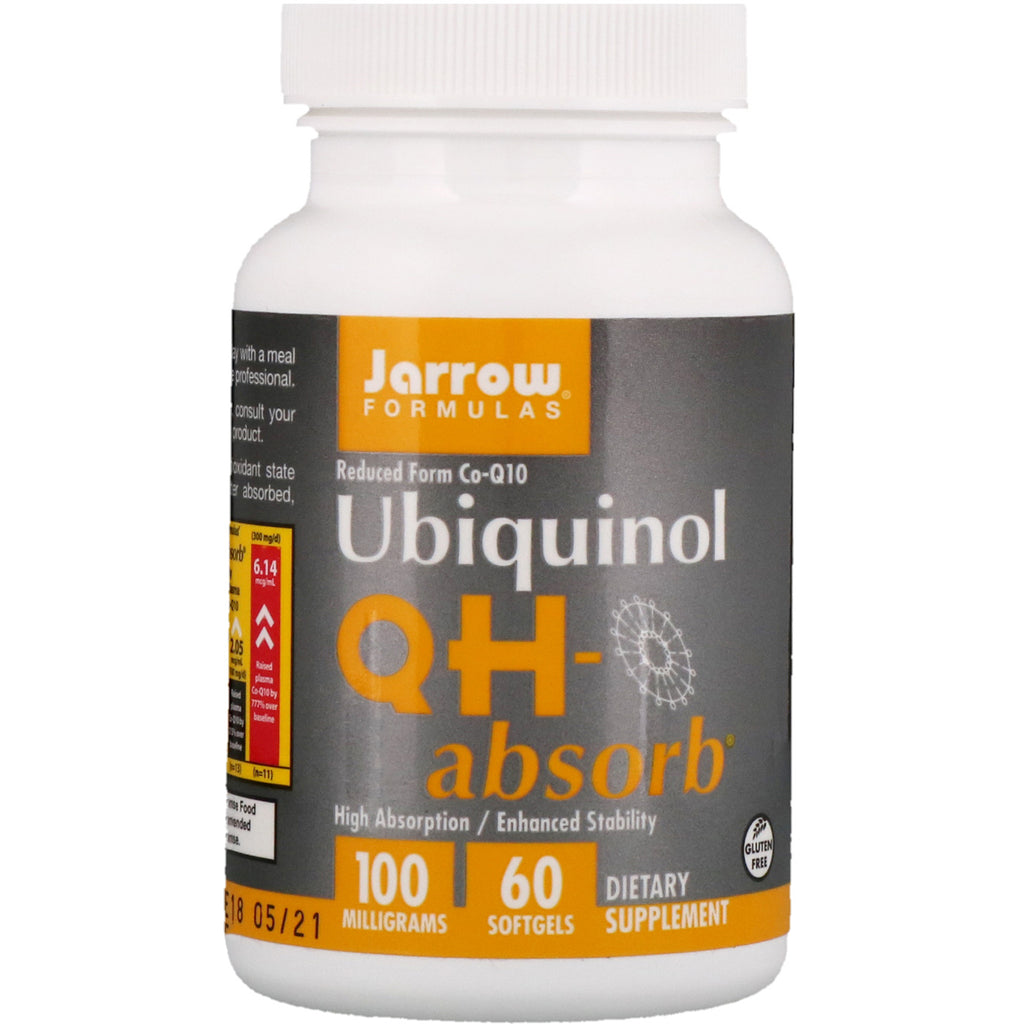 Jarrow Formulas, Ubiquinol, QH-Absorb, 100 mg, 60 Cápsulas Softgel