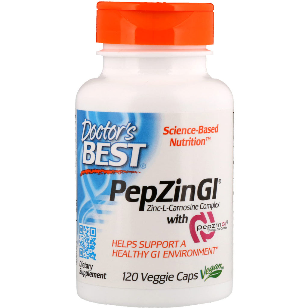 Doctor's Best, PepZin GI, complesso zinco-L-carnosina, 120 capsule vegetali
