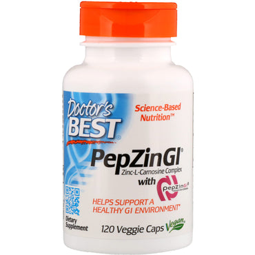 Doctor's Best, PepZin GI, complexe zinc-L-carnosine, 120 gélules végétales