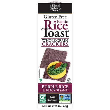 Edward & Sons, exotische rijsttoast, volkoren crackers, paarse rijst en zwarte sesam, 2,25 oz (65 g)