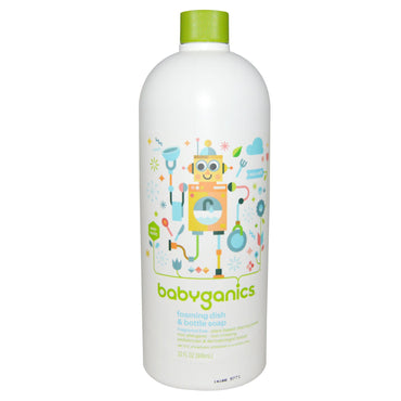 BabyGanics, schuimende schotel- en flessenzeep, Eco-navulling, geurvrij, 32 fl oz (946 ml)