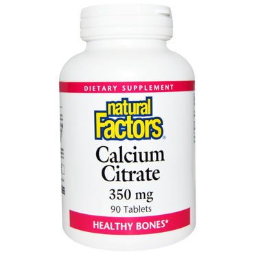 Natural Factors, Citrato de calcio, 350 mg, 90 tabletas