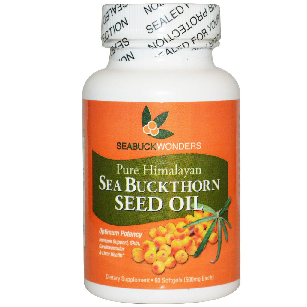 SeaBuckWonders, Aceite de semilla de espino amarillo, 500 mg, 60 cápsulas blandas