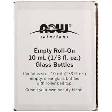 Now Foods, Empty Roll-On 10 ml (1/3 fl. oz.) Glass Bottles, 6 - 1/3 fl oz (10 ml) Bottles
