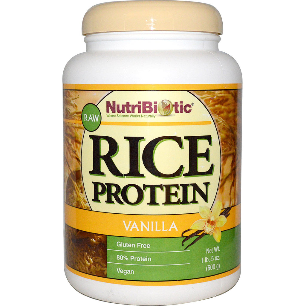 NutriBiotic, proteína de arroz crudo, vainilla, 1 libra 5 oz (600 g)