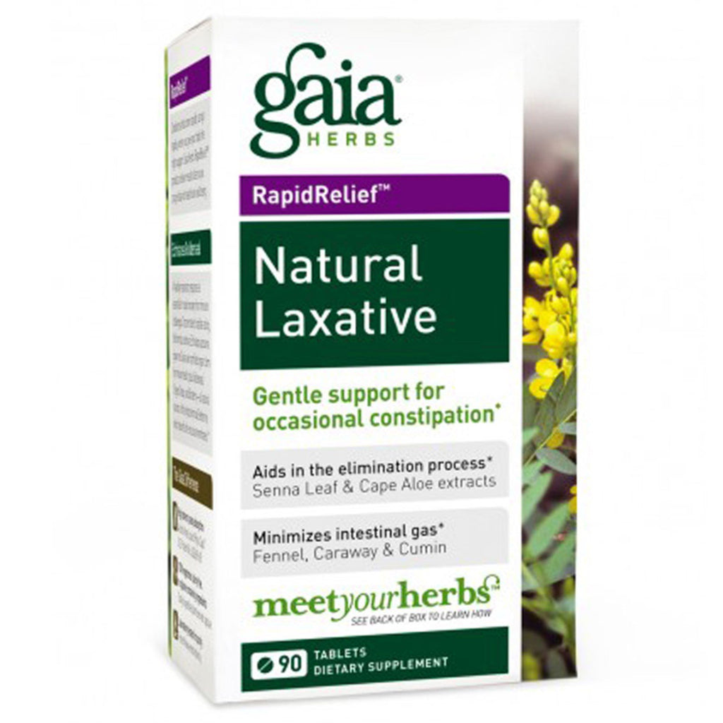 Gaia örter, snabb lindring, naturligt laxermedel, 90 tabletter