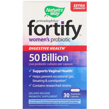 Nature's Way, Primadophilus, Fortify, Probiotique pour femmes, Extra fort, 30 capsules végétariennes