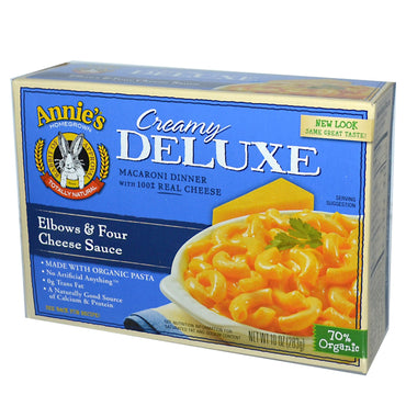 Annie's Home Grown Creamy Deluxe מקרוני ארוחת ערב מרפקים ורוטב ארבע גבינות 10 אונקיות (283 גרם)