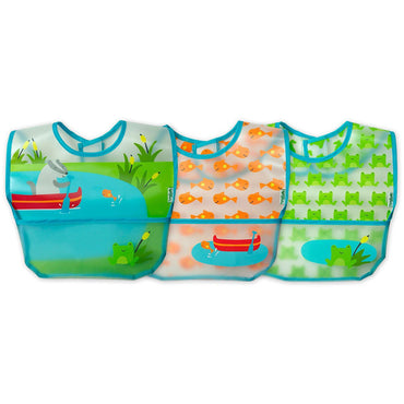 iPlay Inc., Green Sprouts, Wipe-Off Bibs, 9-18 Months, Aqua Pond Set, 3 Pack