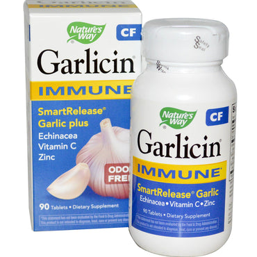 Nature's Way, Garlicin CF, inmune, sin olor, 90 tabletas