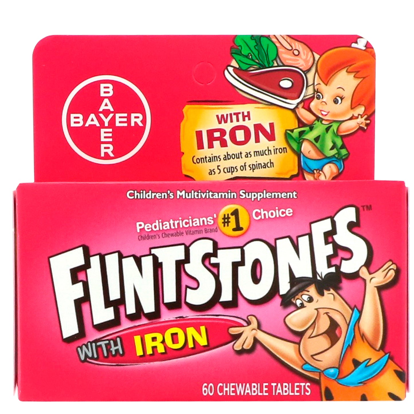 Flintstones, فيتامينات متعددة للأطفال بالحديد، نكهات الفاكهة، 60 قرصًا قابلاً للمضغ