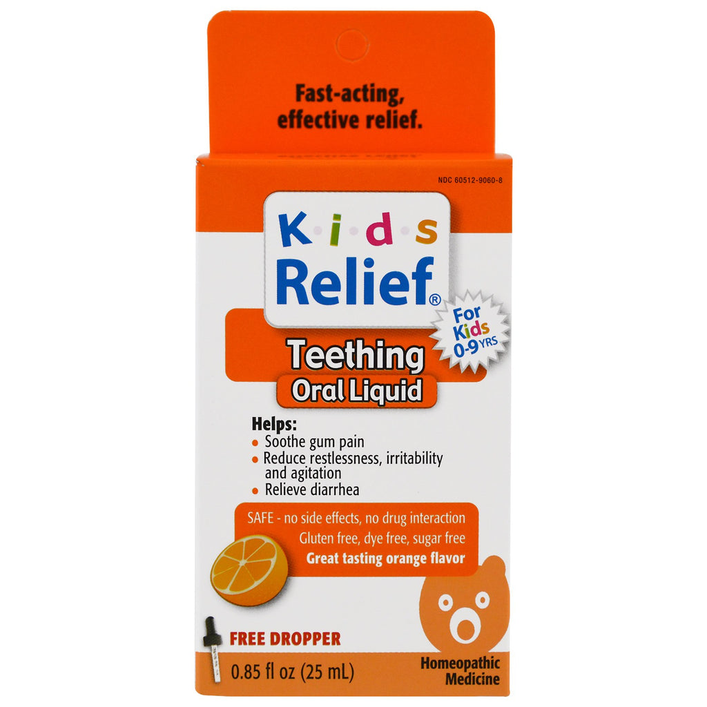 Homeolab USA, Kids Relief, Teething, Orange Flavor, 0.85 fl oz (25 ml)