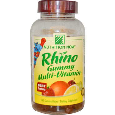Nutrição agora, multivitamínico de goma de rinoceronte, 190 ursinhos de goma