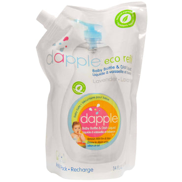 Dapple, Recharge Eco, Liquide pour biberon et vaisselle, Recharge, Lavande, 34 fl oz (1005,5 ml)