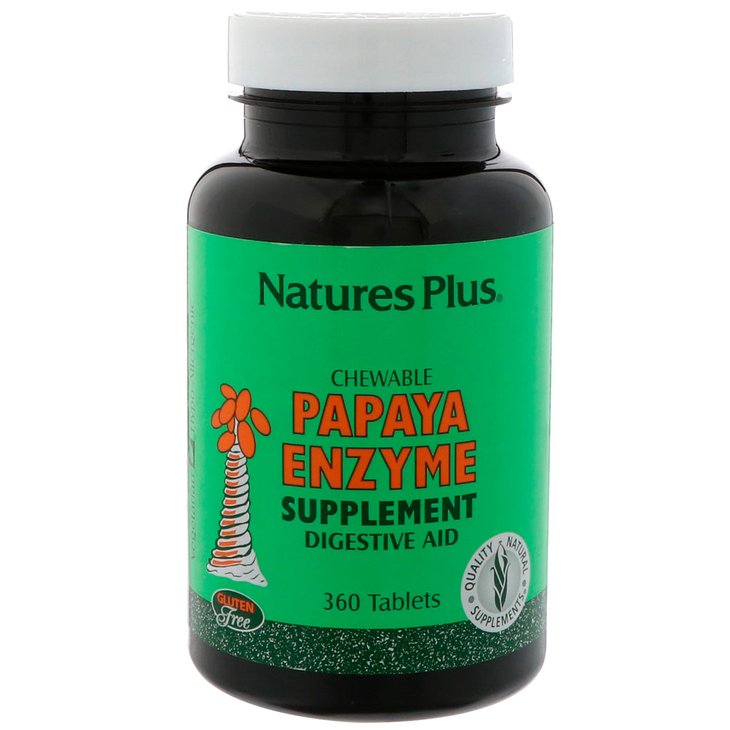 Nature's Plus, tygbart papaya enzymtilskud, 360 tabletter