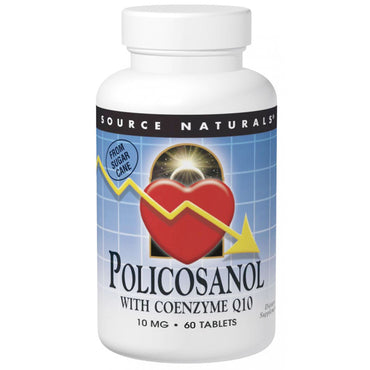 Source Naturals, Policosanol com Coenzima Q10, 10 mg, 60 Comprimidos