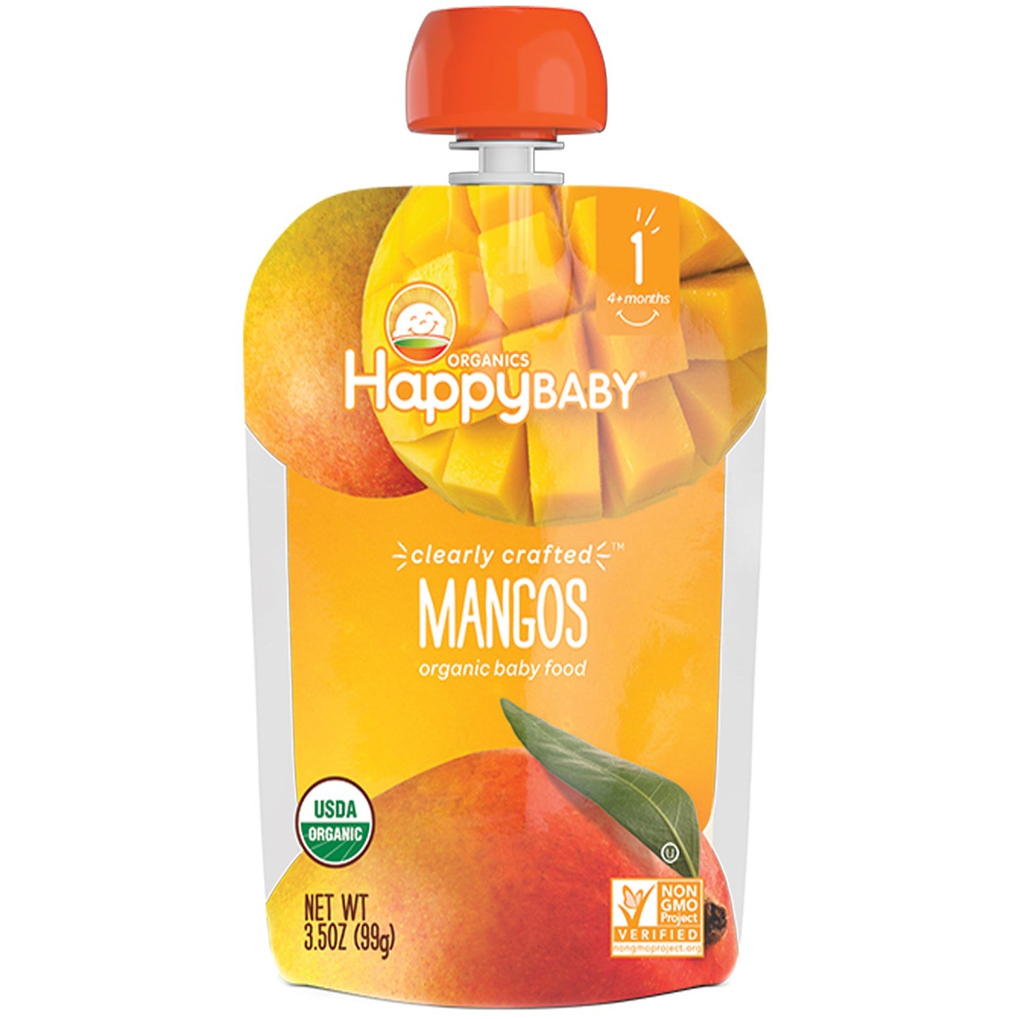 Nurture Inc. (Happy Baby) Pokarm dla niemowląt Etap 1 Jasne mango 4 + miesiące 3,5 uncji (99 g)