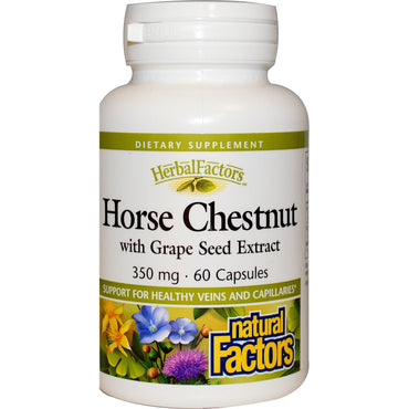 Natural Factors, Horse Chestnut with Grape Seed Extract, 350 mg, 60 Capsules