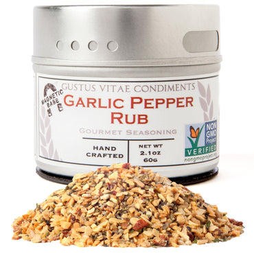 Gustus Vitae, Gourmet Seasoning, Garlic Pepper Rub, 2.1 oz (60 g)