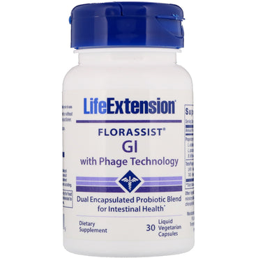 Life Extension, Florassist GI con tecnología de fagos, 30 cápsulas vegetarianas líquidas