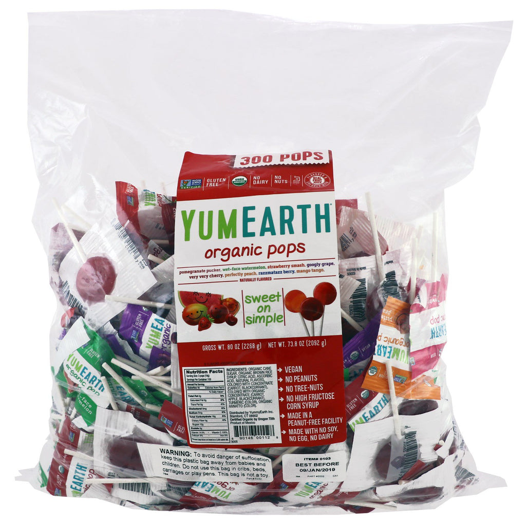 YumEarth, Pops, diverse fruitsmaak, 300 Pops, 80 oz (2268 g)