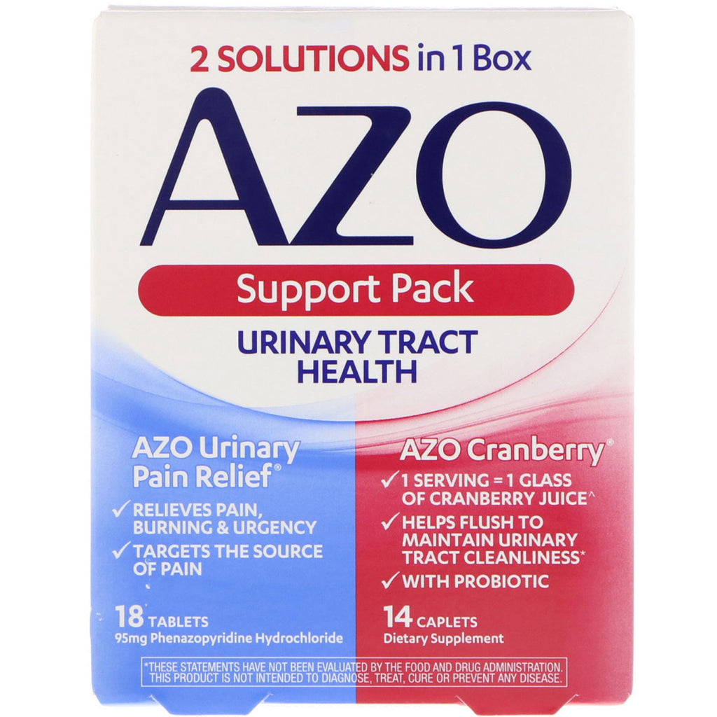 Azo, gezondheid van de urinewegen, ondersteuningspakket, 18 tabletten, 14 capsules