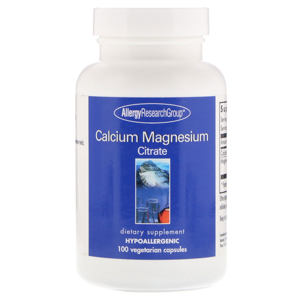 Allergy Research Group, Citrato de calcio y magnesio, 100 cápsulas vegetarianas