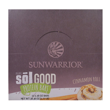 Sunwarrior, Barres protéinées Sol Good, Rouleau à la cannelle, 12 barres, 2,36 oz (67 g) chacune