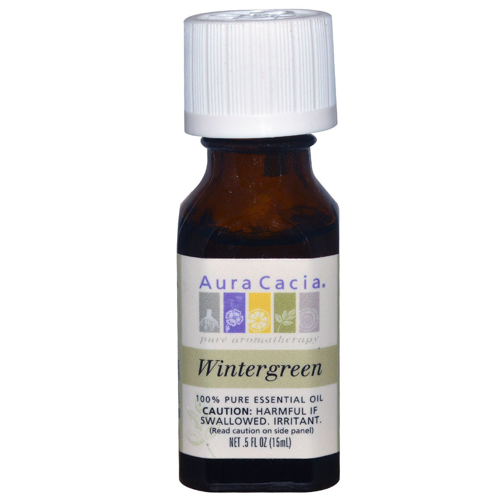 Aura Cacia, 100% ulei esențial pur, Wintergreen, .5 fl oz (15 ml)