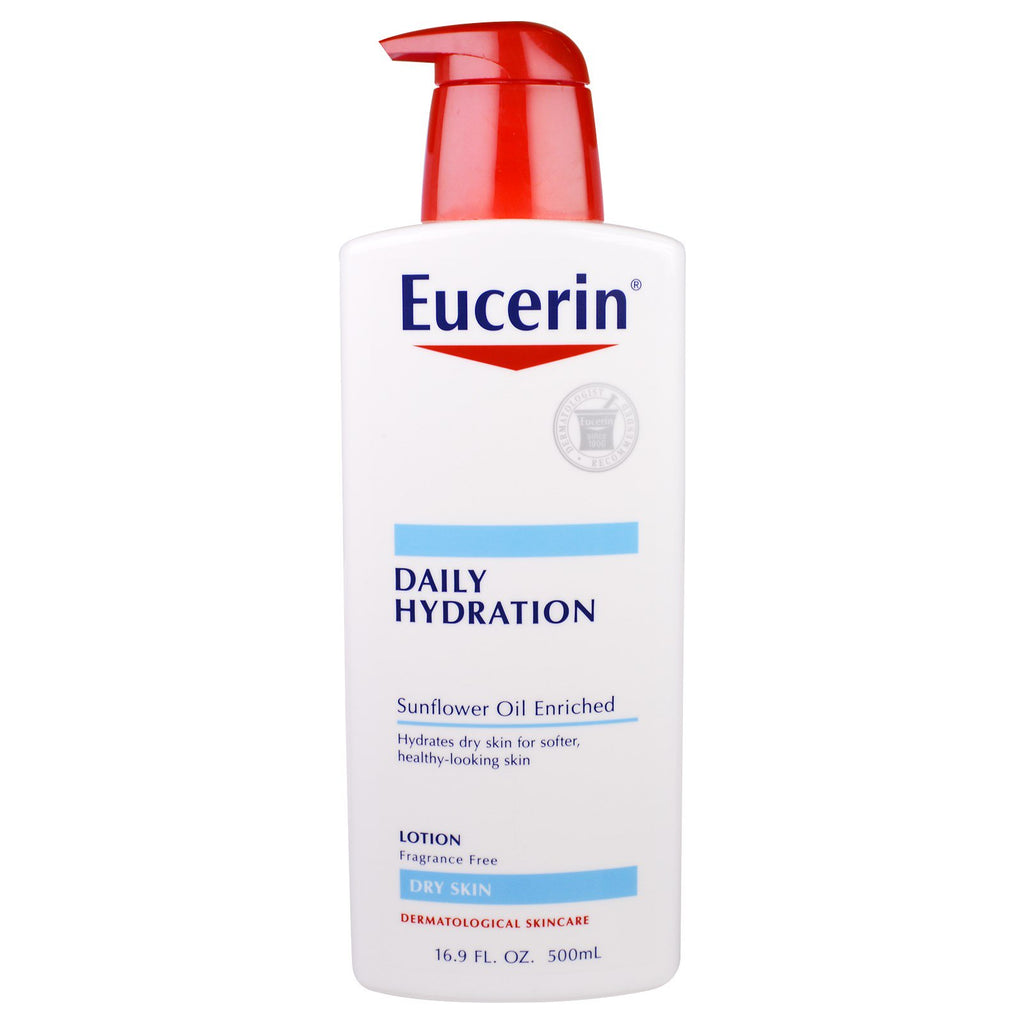 Eucerin, Daily Hydration, Lotion, Fragrance Free, 16.9 fl oz (500 ml)