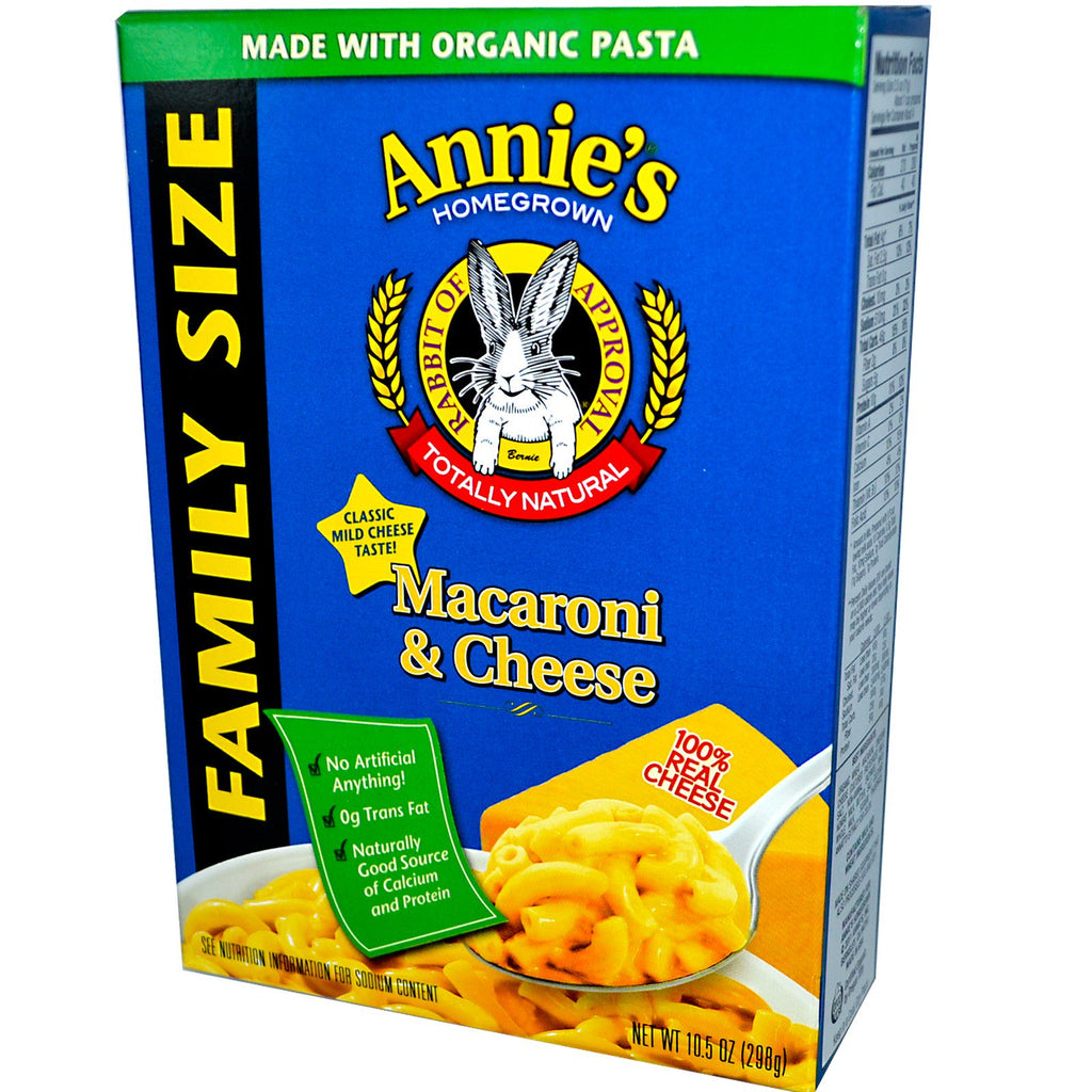 Annie's Macaroni & Kaas van eigen bodem Familiegrootte Klassieke milde kaassmaak 298 g
