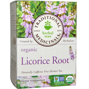 Traditional Medicinals, Herbal Teas,  Licorice Root, Naturally Caffeine Free, 16 Wrapped Tea Bags, .85 oz (24 g)