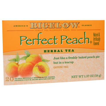 Bigelow, Herbal Tea, Perfect Peach, Caffeine Free, 20 Tea Bags, 1.37 oz (38 g)