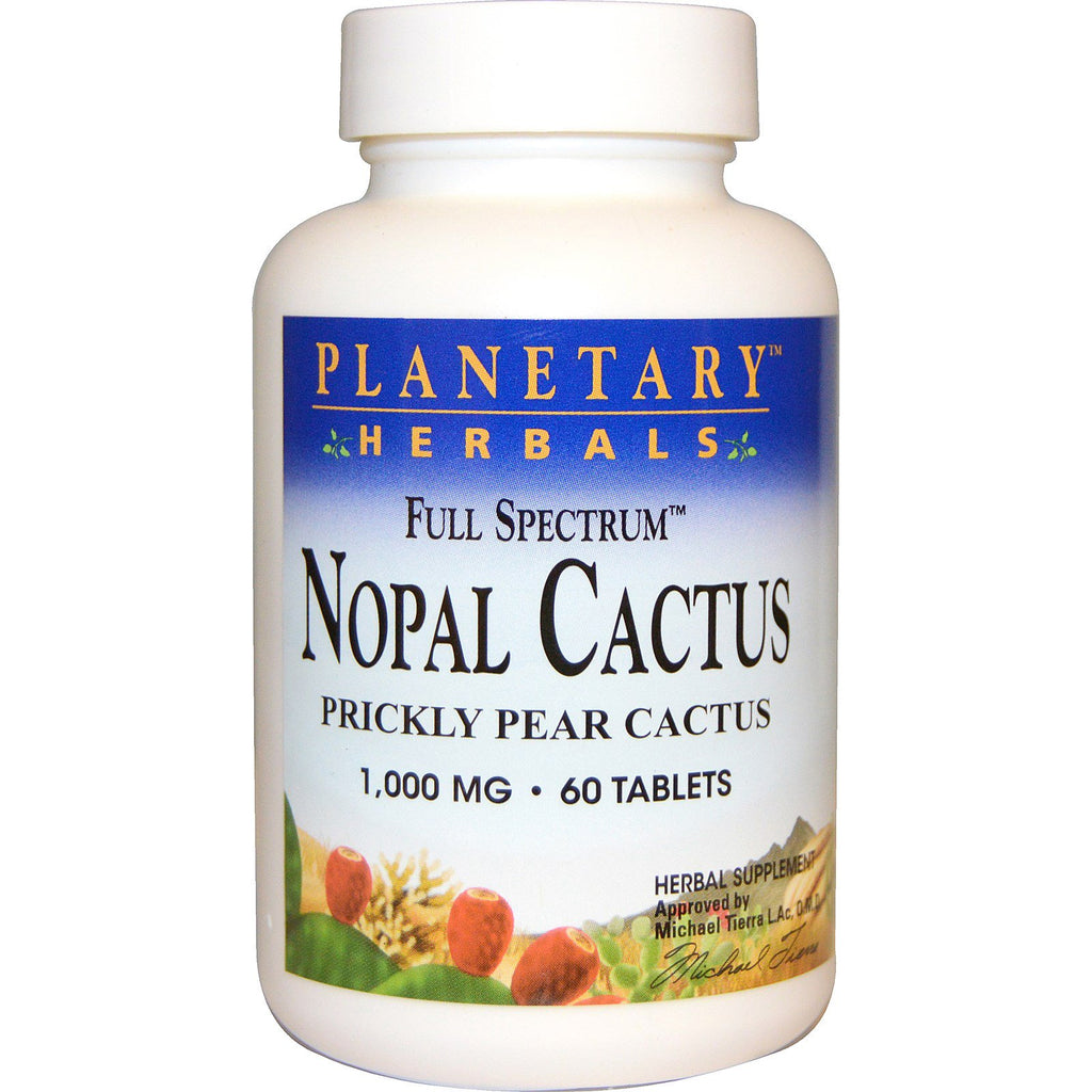 Planetariske urter, Nopal Cactus, Full Spectrum, Prickly Pear Cactus, 1000 mg, 60 tabletter