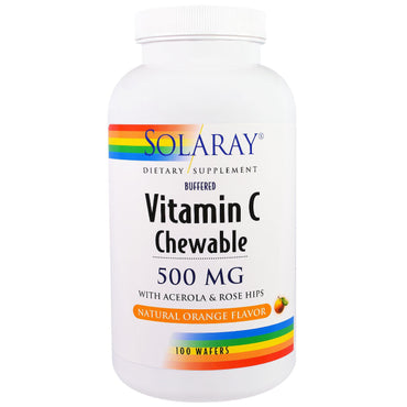 Solaray, Vitamin C, Chewable, Natural Orange Flavor, 500 mg, 100 Wafers