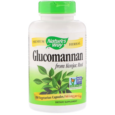 Nature's Way, Glucomannan fra Konjac Root, 665 mg, 180 vegetariske kapsler