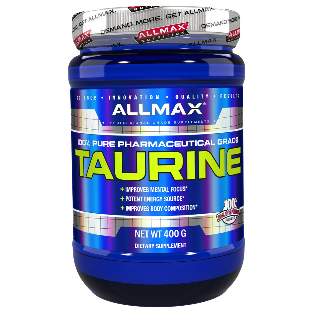 ALLMAX ernæring, 100 % ren taurin + maksimal styrke + absorption, 3000 mg, 400 g (14,1 oz)