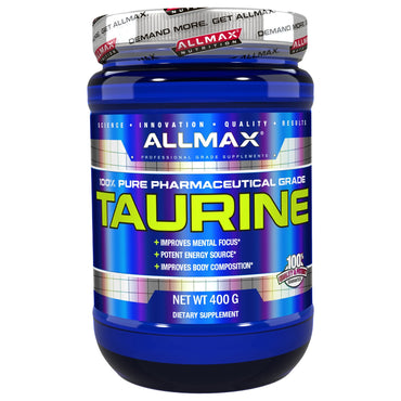 ALLMAX Nutrition, 100% טאורין טהור + חוזק מרבי + ספיגה, 3000 מ"ג, 14.1 אונקיות (400 גרם)