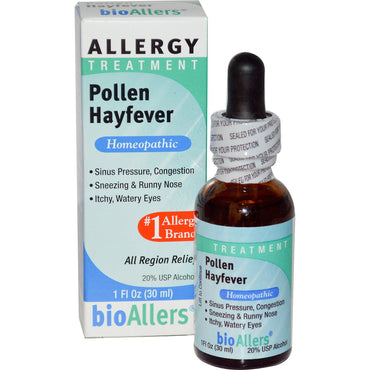NatraBio, bioAllers, Traitement des allergies, Pollen Rhume des foins, 1 fl oz (30 ml)